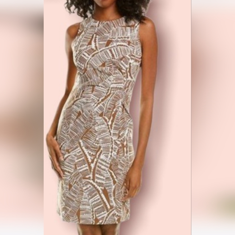 J. McLaughlin Brown and White Patterned Dress